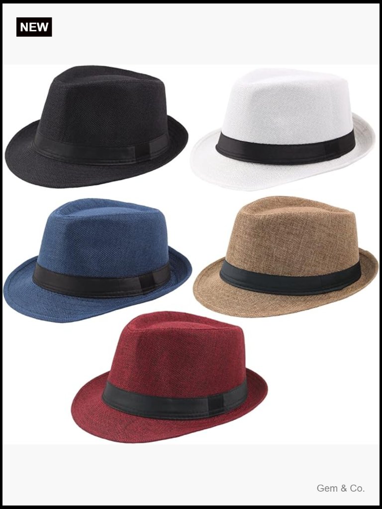 5 Pack Short Brim Fedora Classic Summer Beach Sun Hat Panama Cap